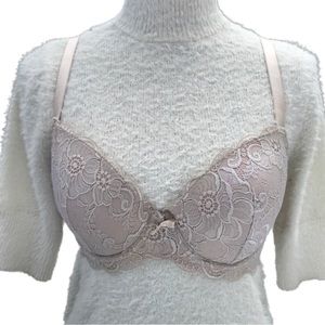 Rene Rofe Mauve Lace Covered Padded Underwire Bra Sz 36D